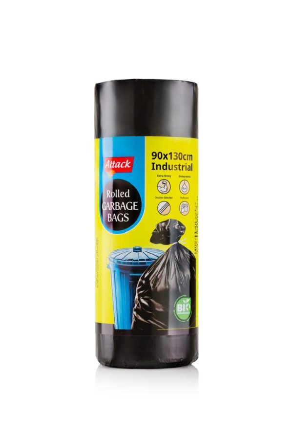 کیسه زباله رولی صنعتی سایز 130*90 - اتک ( کارتن 6 عددی )